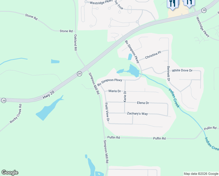 map of restaurants, bars, coffee shops, grocery stores, and more near 1013 Maria Drive in McDonough