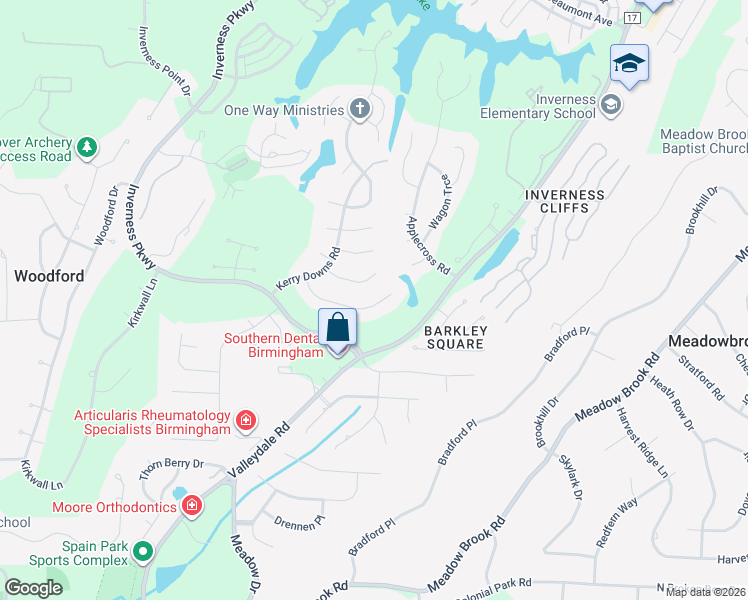 map of restaurants, bars, coffee shops, grocery stores, and more near 3328 Culloden Way in Birmingham