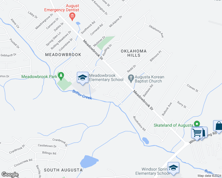 map of restaurants, bars, coffee shops, grocery stores, and more near 2738 Antler Drive West in Augusta