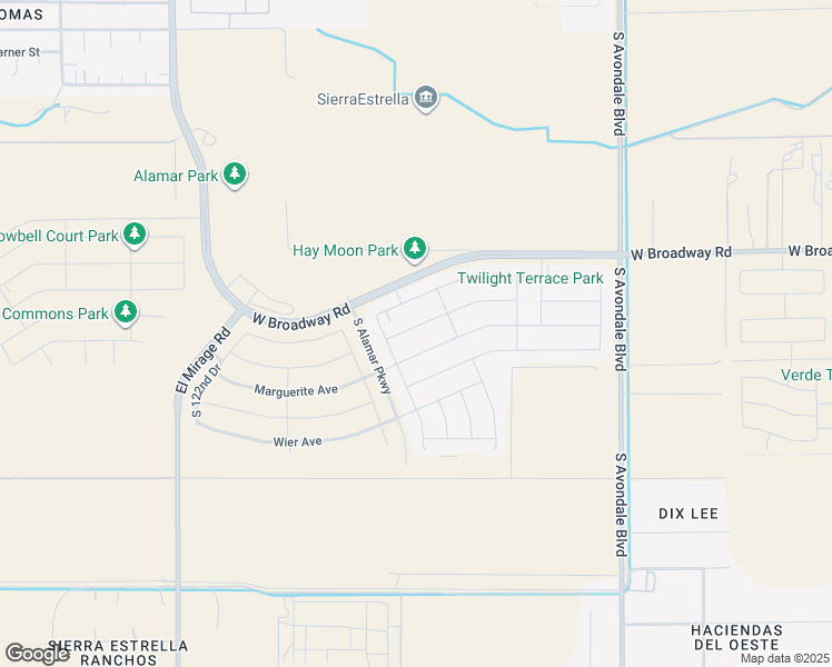 map of restaurants, bars, coffee shops, grocery stores, and more near 11725 West Parkway Lane in Avondale