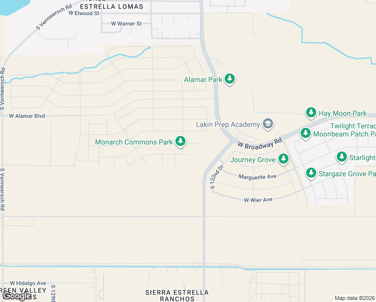 map of restaurants, bars, coffee shops, grocery stores, and more near 4400-4780 South El Mirage Road in Tolleson
