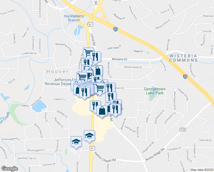 map of restaurants, bars, coffee shops, grocery stores, and more near 3057 Lorna Road in Birmingham