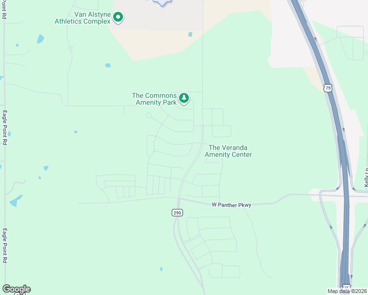 map of restaurants, bars, coffee shops, grocery stores, and more near Unnamed Road in Van Alstyne