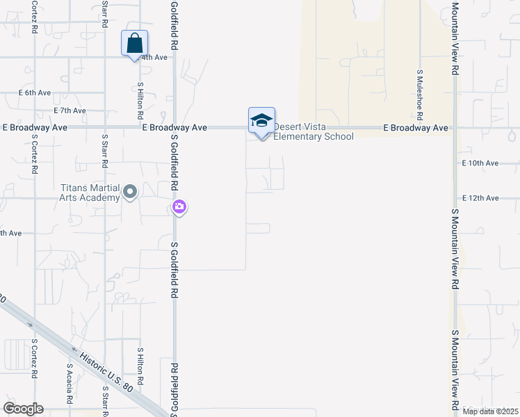 map of restaurants, bars, coffee shops, grocery stores, and more near 3700 East 16th Avenue in Apache Junction