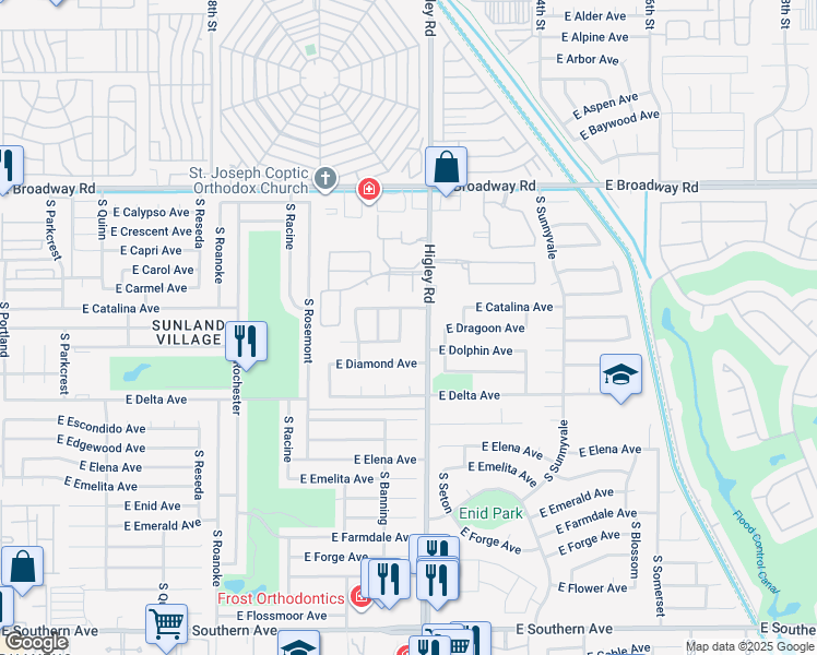 map of restaurants, bars, coffee shops, grocery stores, and more near 655 South Balboa in Mesa