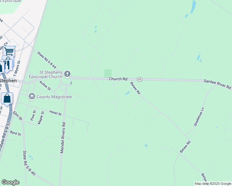 map of restaurants, bars, coffee shops, grocery stores, and more near 116 Pettigrew Road in Saint Stephen