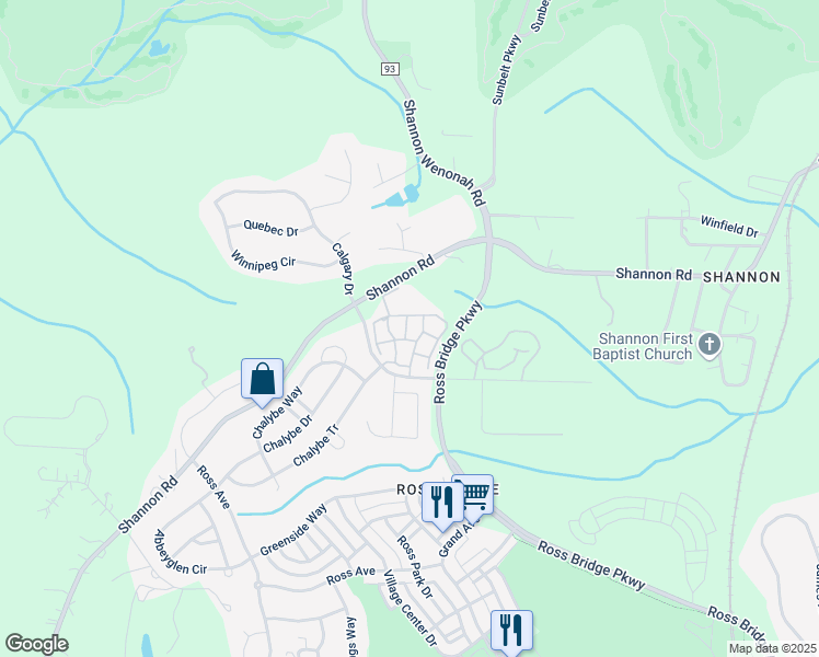 map of restaurants, bars, coffee shops, grocery stores, and more near 200 Birchall Lane in Hoover