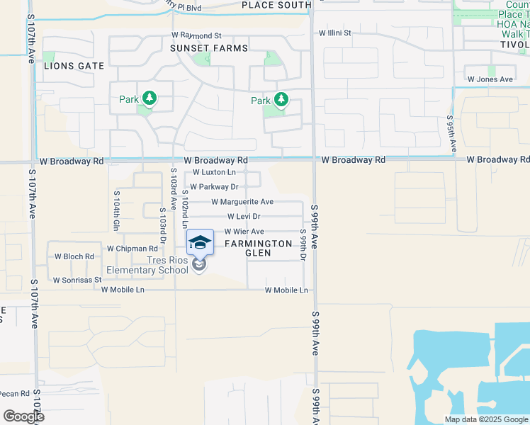 map of restaurants, bars, coffee shops, grocery stores, and more near 10018 West Levi Drive in Tolleson