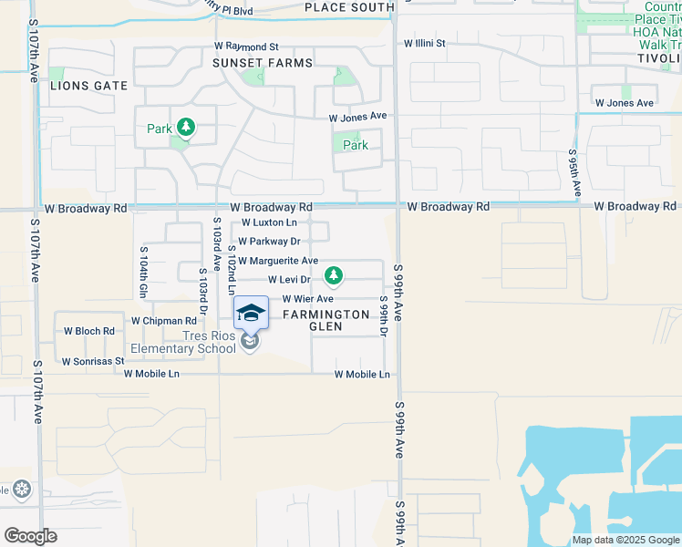 map of restaurants, bars, coffee shops, grocery stores, and more near 10010 West Levi Drive in Tolleson