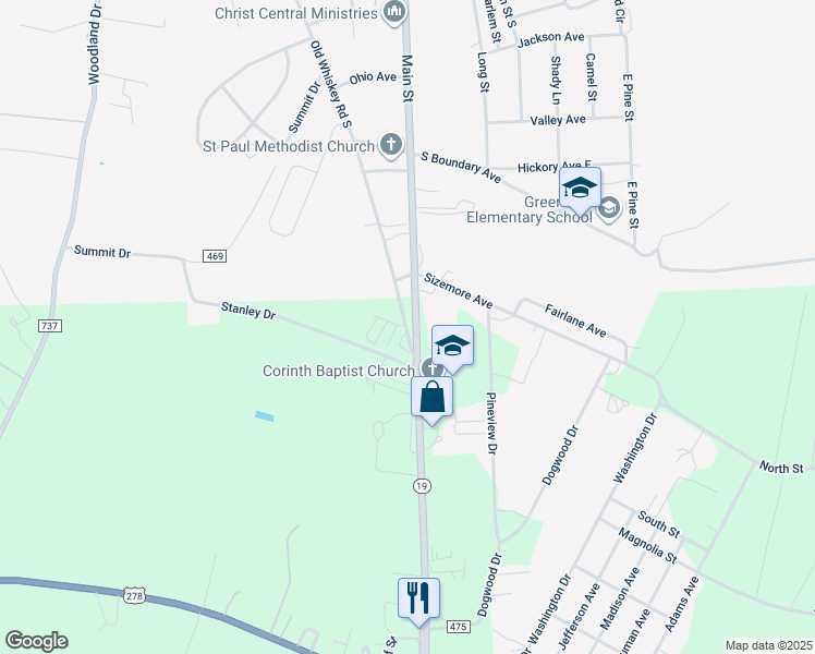 map of restaurants, bars, coffee shops, grocery stores, and more near 406 Old Whiskey Road in New Ellenton