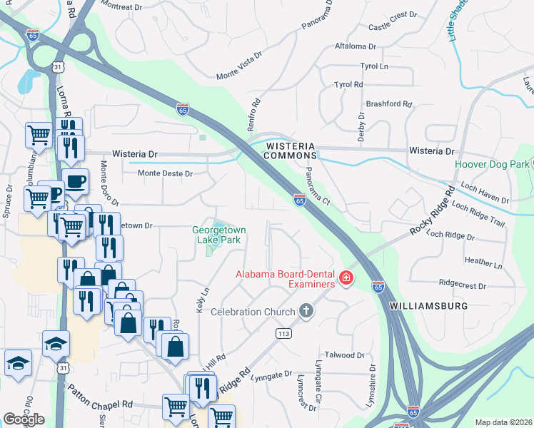 map of restaurants, bars, coffee shops, grocery stores, and more near 2217 Myrtlewood Drive in Birmingham