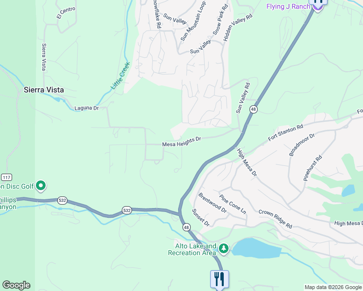 map of restaurants, bars, coffee shops, grocery stores, and more near 133 Mesa Heights Drive in Alto
