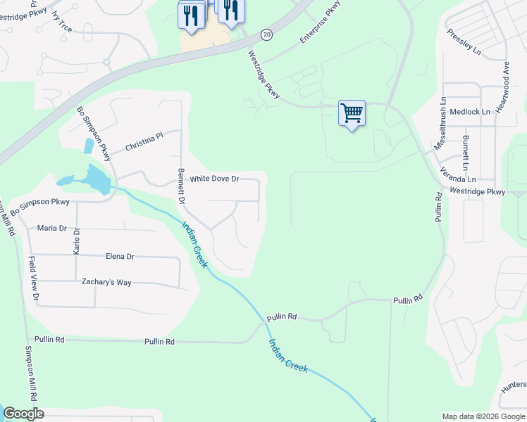 map of restaurants, bars, coffee shops, grocery stores, and more near 839 White Dove Drive in McDonough