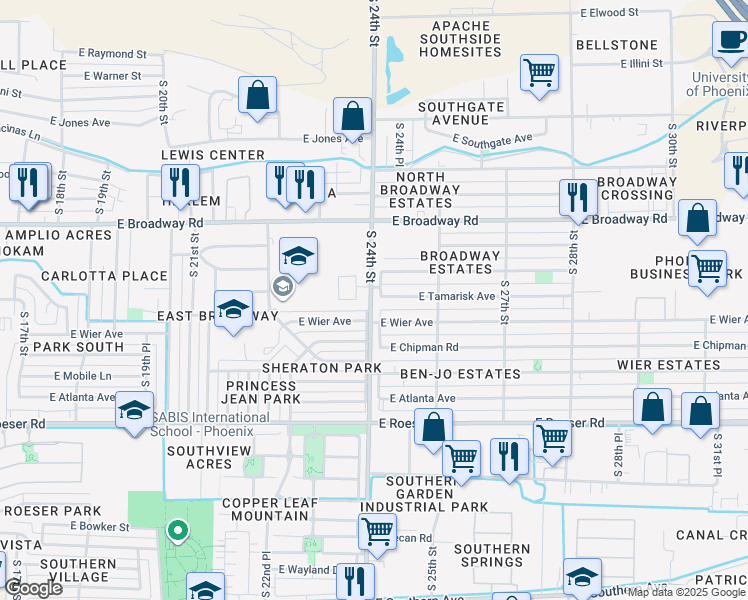 map of restaurants, bars, coffee shops, grocery stores, and more near in Phoenix