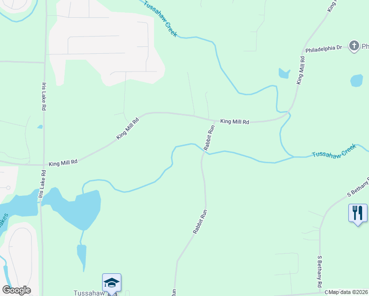 map of restaurants, bars, coffee shops, grocery stores, and more near 1012 King Mill Road in McDonough