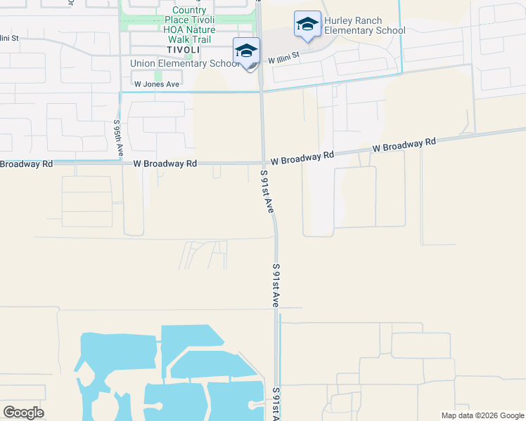 map of restaurants, bars, coffee shops, grocery stores, and more near 4644 South 91st Avenue in Tolleson