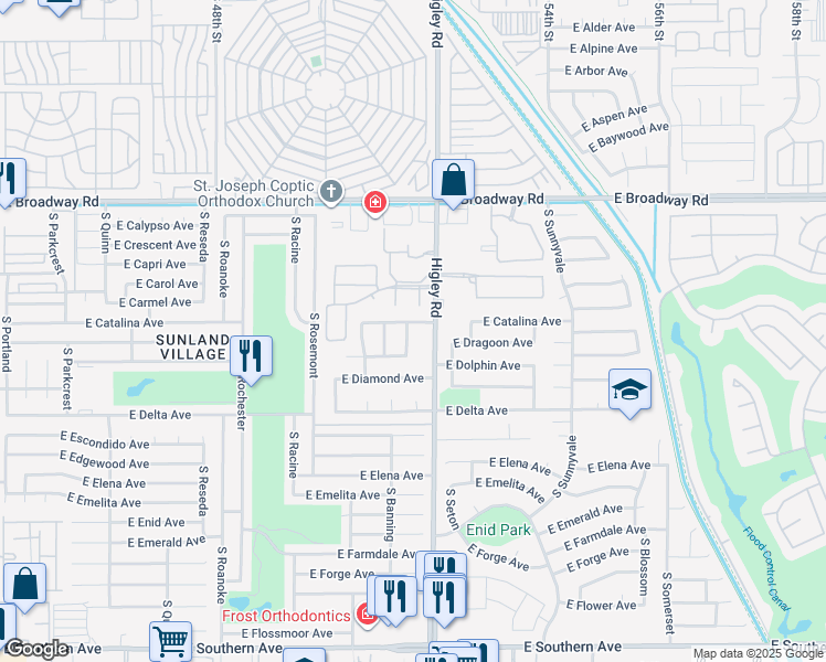 map of restaurants, bars, coffee shops, grocery stores, and more near 655 South Balboa in Mesa