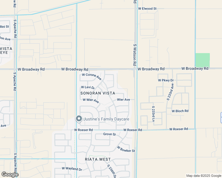 map of restaurants, bars, coffee shops, grocery stores, and more near 23657 West Levi Drive in Buckeye