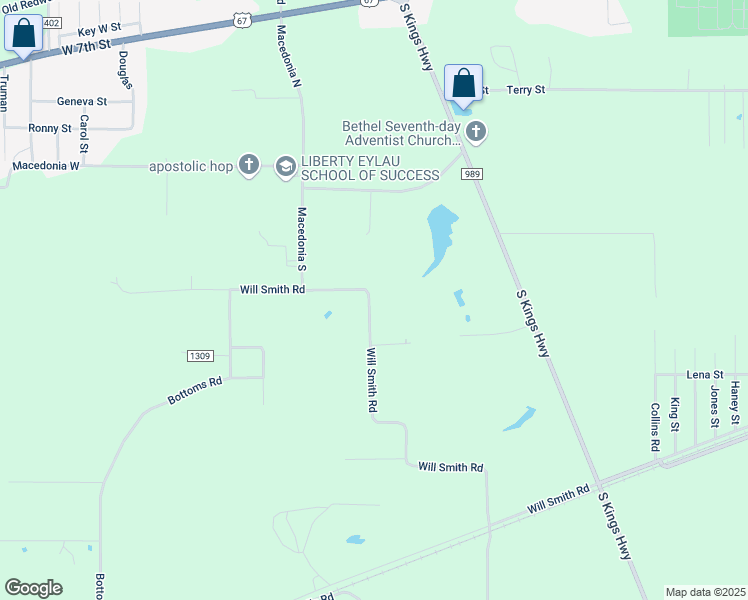 map of restaurants, bars, coffee shops, grocery stores, and more near 1332 Will Smith Road in Texarkana