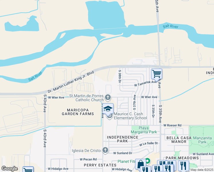 map of restaurants, bars, coffee shops, grocery stores, and more near 3862 West Tamarisk Street in Phoenix