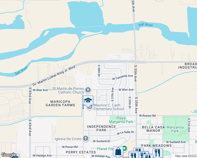 map of restaurants, bars, coffee shops, grocery stores, and more near 3862 West Tamarisk Street in Phoenix