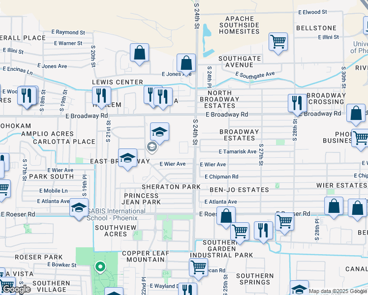 map of restaurants, bars, coffee shops, grocery stores, and more near 4650 North 24th Place in Phoenix