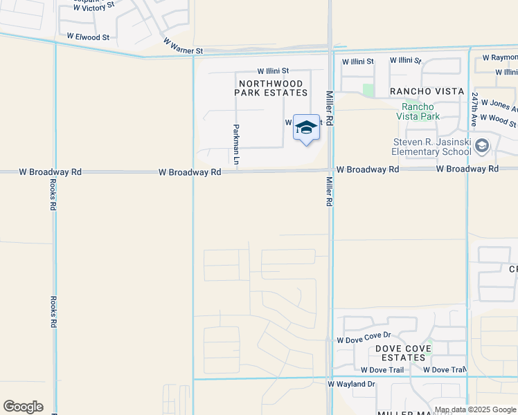map of restaurants, bars, coffee shops, grocery stores, and more near 25111 West Broadway Road in Buckeye