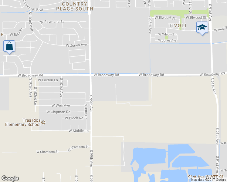 map of restaurants, bars, coffee shops, grocery stores, and more near 9755 West Broadway Road in Tolleson