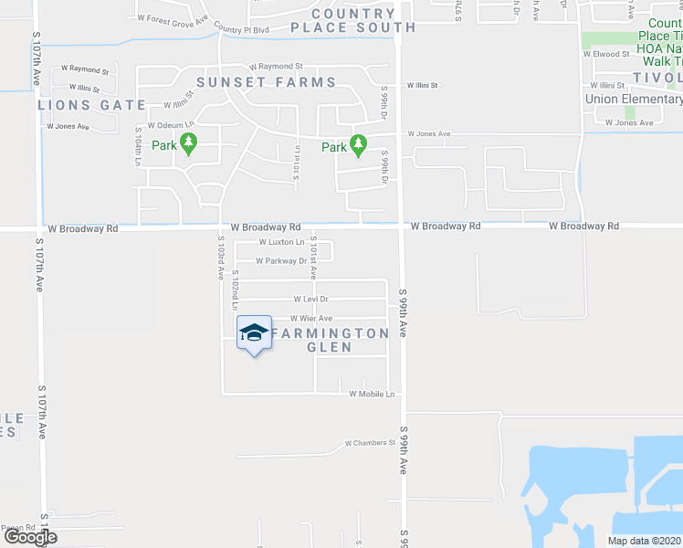 map of restaurants, bars, coffee shops, grocery stores, and more near 4515 South 100th Lane in Tolleson