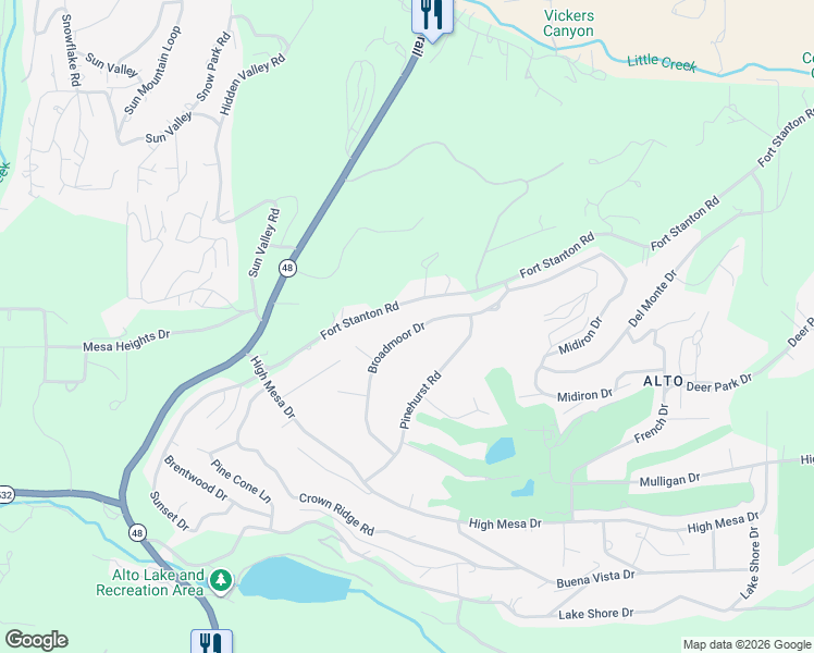 map of restaurants, bars, coffee shops, grocery stores, and more near Broadmoor Dr in Lincoln