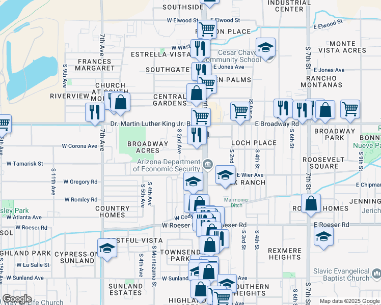 map of restaurants, bars, coffee shops, grocery stores, and more near 10 West Marguerite Avenue in Phoenix