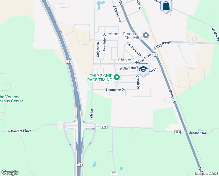 map of restaurants, bars, coffee shops, grocery stores, and more near 420 Thompson Drive in Van Alstyne