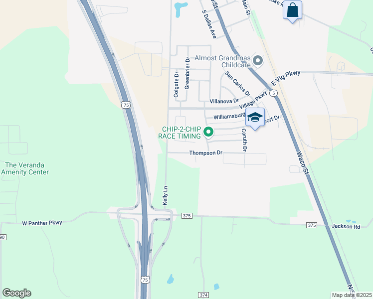 map of restaurants, bars, coffee shops, grocery stores, and more near 420 Thompson Drive in Van Alstyne