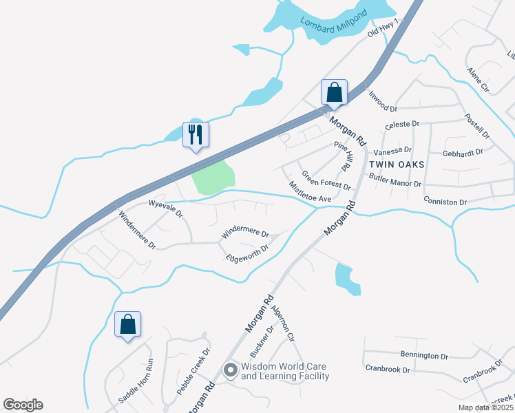 map of restaurants, bars, coffee shops, grocery stores, and more near 2840 Brentway Drive in Hephzibah