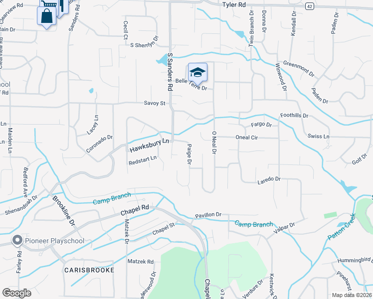map of restaurants, bars, coffee shops, grocery stores, and more near 528 Paige Drive in Birmingham