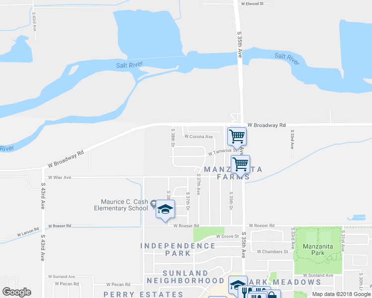 map of restaurants, bars, coffee shops, grocery stores, and more near 3735 West Parkway Drive in Phoenix