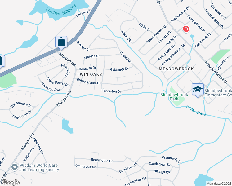map of restaurants, bars, coffee shops, grocery stores, and more near 2854 Conniston Drive in Hephzibah