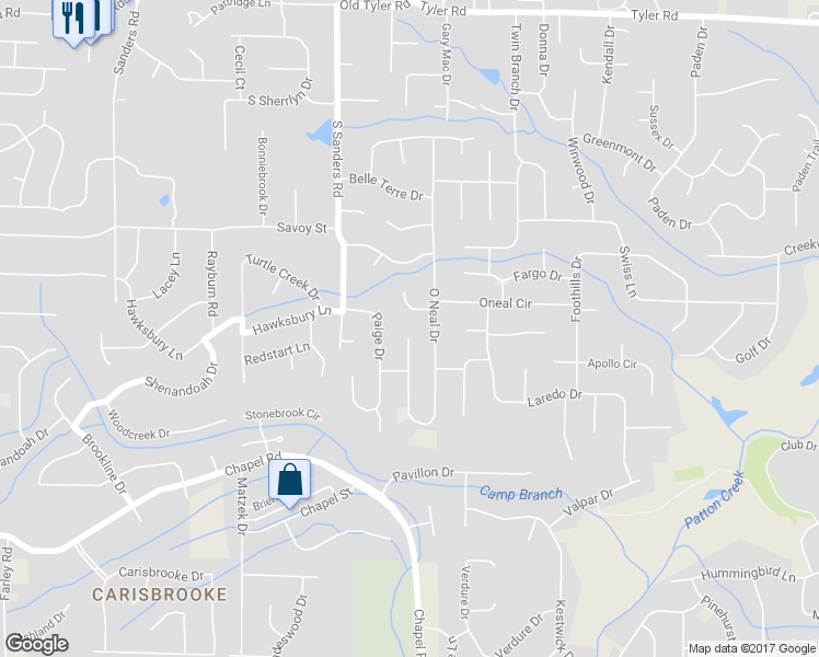 map of restaurants, bars, coffee shops, grocery stores, and more near 400 O Neal Drive in Birmingham