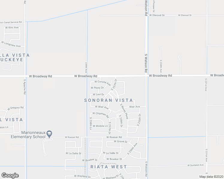 map of restaurants, bars, coffee shops, grocery stores, and more near 4574 South 237th Drive in Buckeye