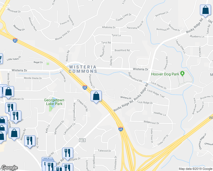 map of restaurants, bars, coffee shops, grocery stores, and more near 3235 Westbrook Drive in Birmingham