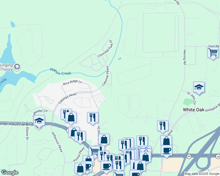 map of restaurants, bars, coffee shops, grocery stores, and more near 35 Seabiscuit Court in Newnan