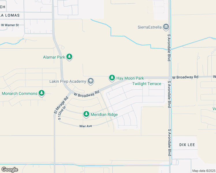 map of restaurants, bars, coffee shops, grocery stores, and more near 12554 West Broadway Road in Tolleson