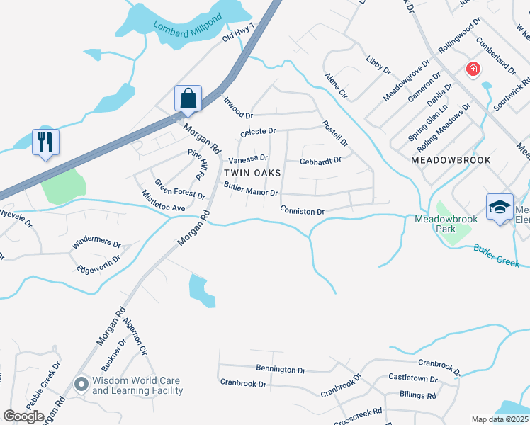 map of restaurants, bars, coffee shops, grocery stores, and more near 3438 Knollcrest Road in Hephzibah