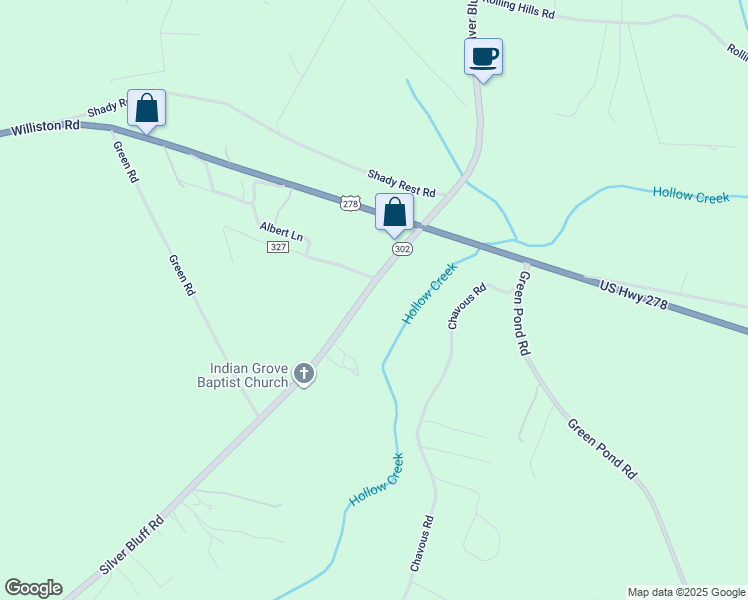 map of restaurants, bars, coffee shops, grocery stores, and more near 3001 Silver Bluff Road in Aiken