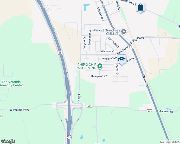 map of restaurants, bars, coffee shops, grocery stores, and more near 420 Thompson Drive in Van Alstyne