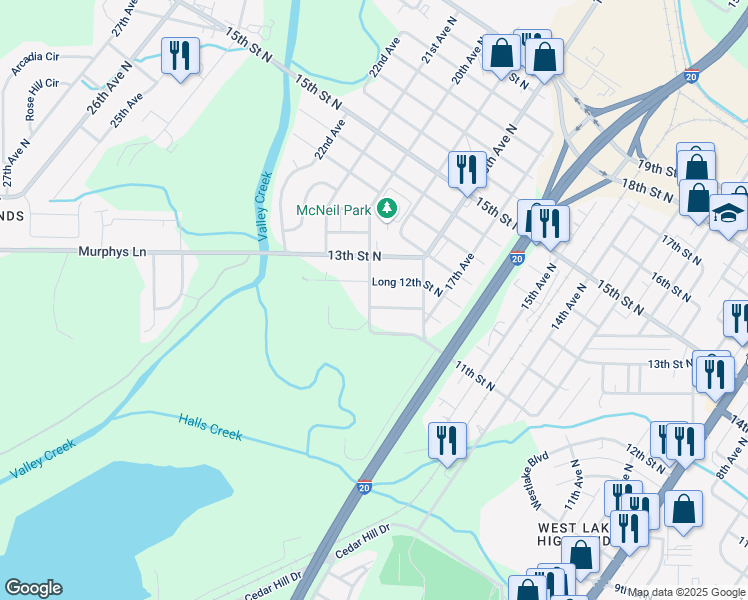 map of restaurants, bars, coffee shops, grocery stores, and more near 1931 Short 12th Street North in Bessemer