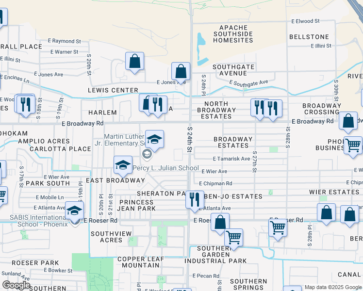 map of restaurants, bars, coffee shops, grocery stores, and more near 4650 North 24th Place in Phoenix