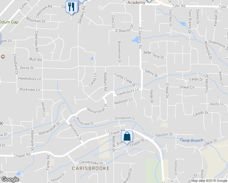 map of restaurants, bars, coffee shops, grocery stores, and more near 503 Turtle Creek Drive in Hoover