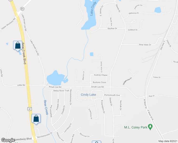 map of restaurants, bars, coffee shops, grocery stores, and more near 225 Ray Manor in Hampton