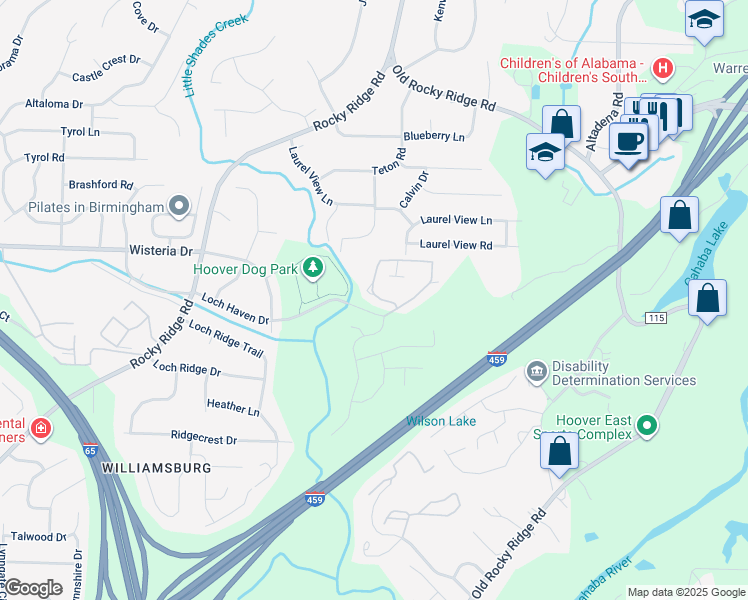 map of restaurants, bars, coffee shops, grocery stores, and more near 3774 Haven View Circle in Birmingham